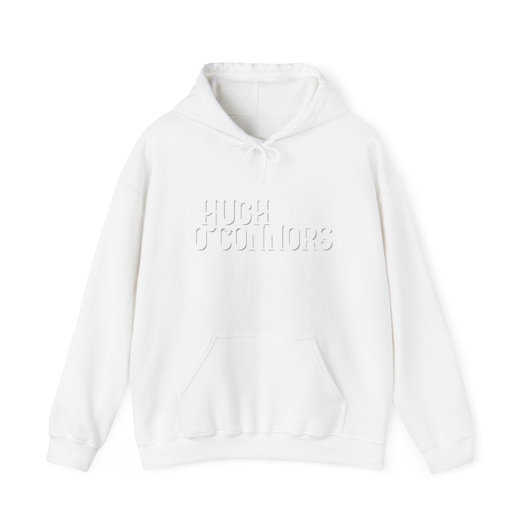 Hoodie — Minimal 'Much Hectic' Embroidered White Pullover